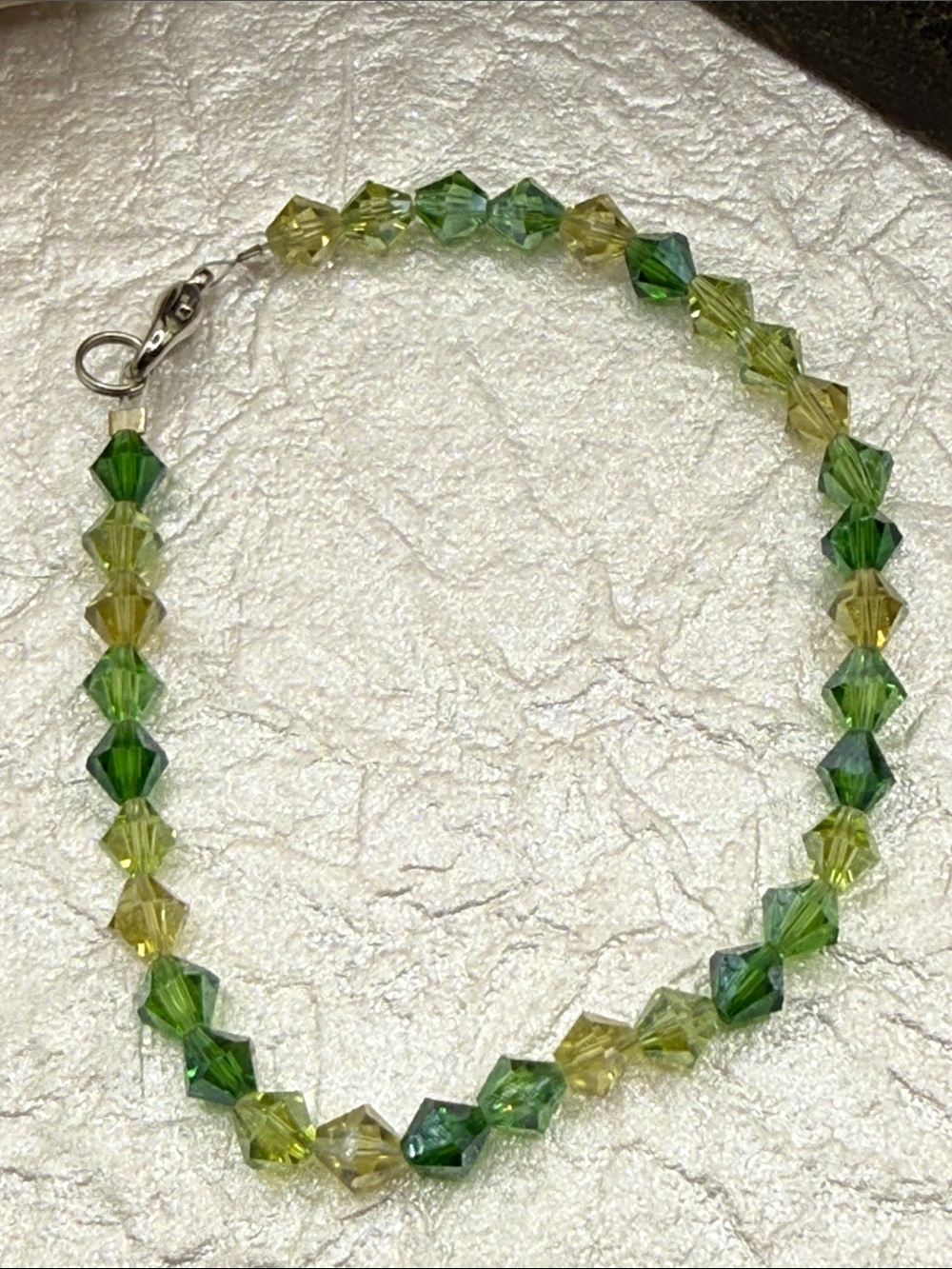 Green yellow lime faceted bicone beaded bracelet